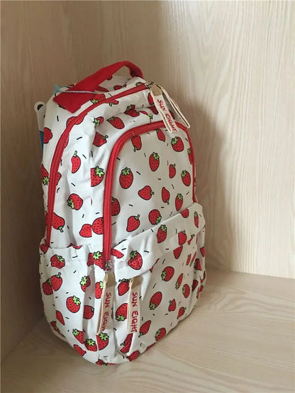 eybag Kawaii Cute Strawberry Printed Students Schoolbags High-capacity Women All Match Casual Backpack Harajuku Sweet Girl Backpacks