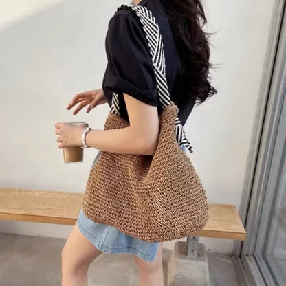 eybag Fashion Summer Straw Crossbody Bag Women Beach Holiday Shopping Woven Shoulder Handbag Messenger Purses for Women Bags