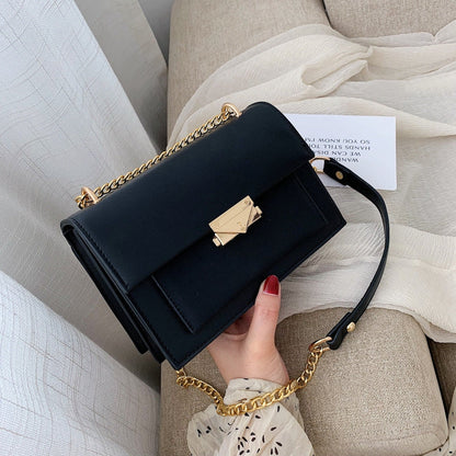 eybag autumn and winter new leather chain flap small square bag casual all-match one-shoulder diagonal bag