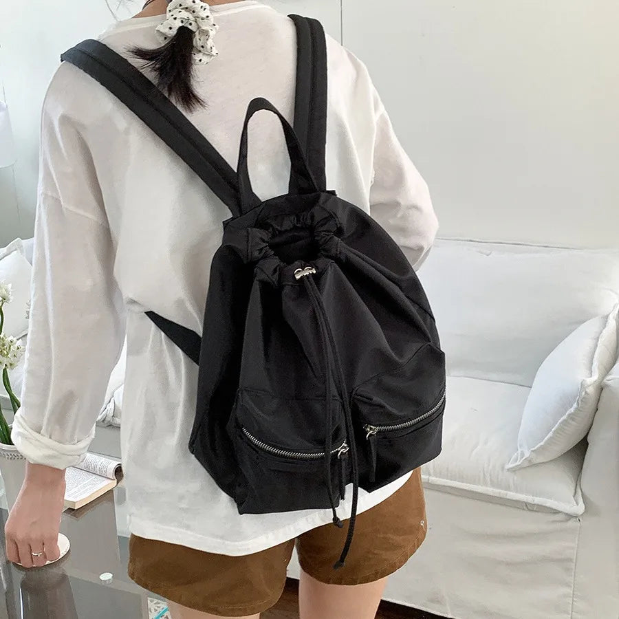 eybag Fashion Drawstring Backpacks for Women Aesthetic Nylon Girls Backpack Light School Students Bag Summer Travel Female Bag