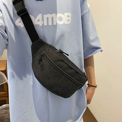 eybag Chest Bag For Women Solid Color Waist Bags High Quality Women Shoulder Bag Denim Fabric Fanny Pack Crossbody Small Bag