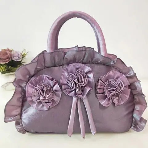 eybag Gothic Purple Y2k Hand Bag Women New Dark Lolita Soft Chic Handle Purse Female Vintage Flower Cute Mini Bag