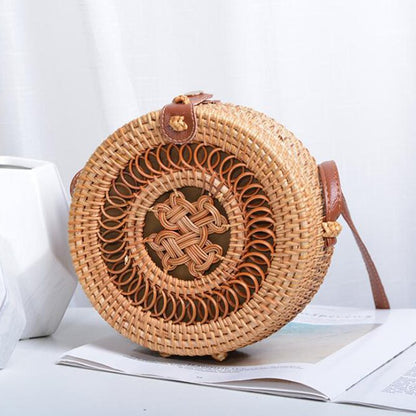 eybag Round Women Shoulder Bag Square Straw Beach Bags Wicker Bali Box Female Crossbody Bag Rattan Woven Summer Handbag Messenger Tote