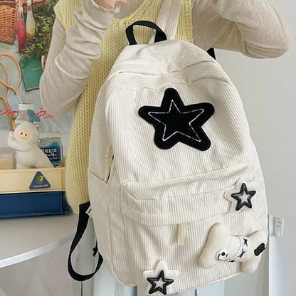 eybag Kawaii Backpack Women Stars Print Soft Corduroy Backpacks School Bags For College Students Cute Bag Mochilas Para Mujer Backpack