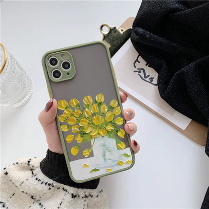 eybag Retro Oil Painting Flower Phone Case For iPhone 11 12 Pro Max 15 Pro Max 13 12 Mini X XR XS SE 2020 8 7 Plus 14 Plus Covers