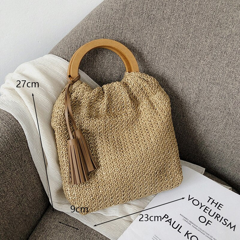 eybag Retro Top Handle Design Crossbody Bag for Women Branded Simple Summer Straw Woven Handbags Female Hollow Basket Shoulder Bags