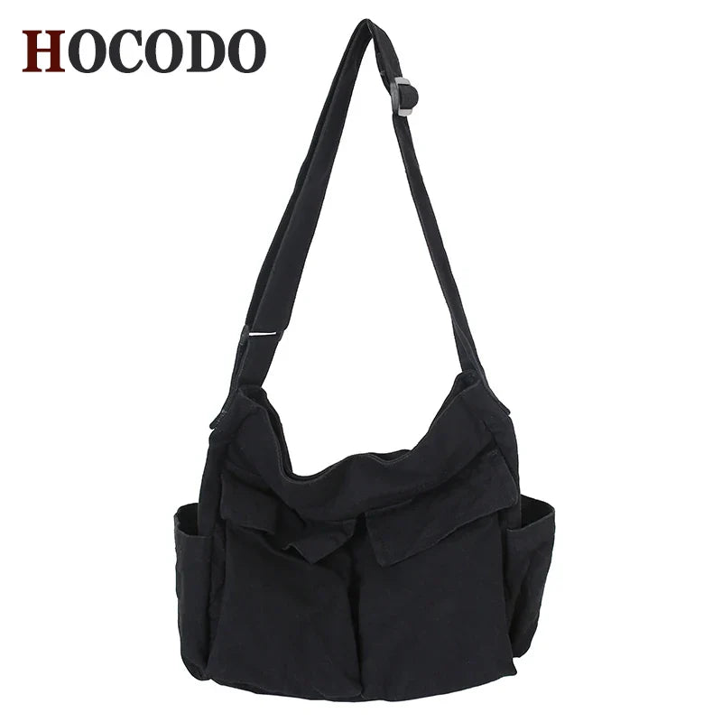 eybag Women's Canvas Shoulder Bags Casual Shopping Bags Female Large Capacity Tote Ladies Solid Color Shoulder Crossbody Bag