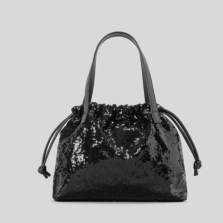 eybag Fashion Sequins Women Handbags Shinny Drawsting Shoulder Crossbody Bags Luxury Evening Party Purses Large Capacity Tote Bag