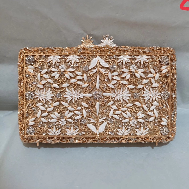 eybag Women 2022 Diamond Drip Floral Evening Bags Clutches For Party Wedding Rhinestones Evening Bag Clutch Purse Wallet Gold