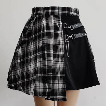 eybag Womens Harajuku Punk Irregular Mini Pleated Skater Skirt Asymmetric Cutout High Waist Hip Hop Clubwear Gothic Harajuku Skirt