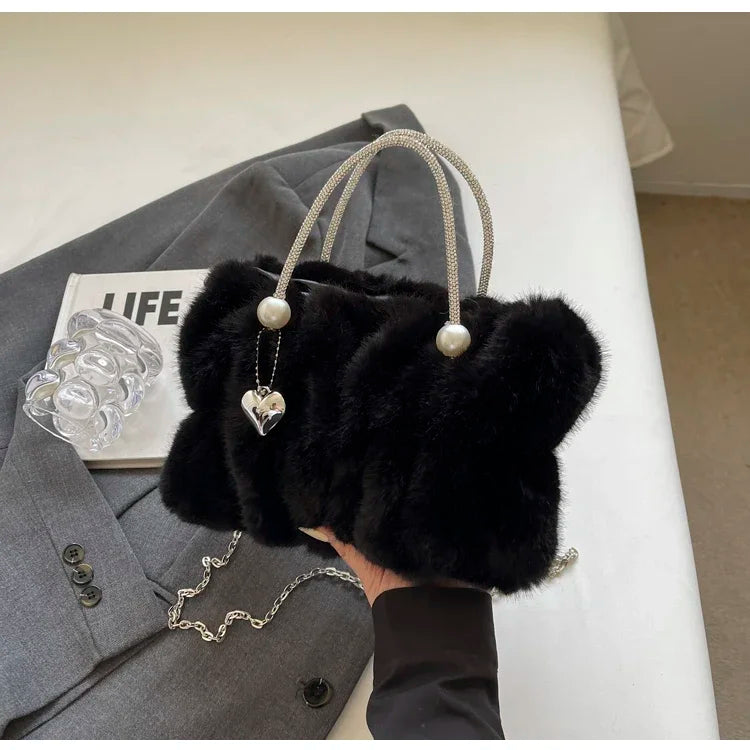 eybag Faux Fur Tote Handbags and Purses Women Shoulder Crossbody Bags New Soft Plush Messenger Bag High Quality