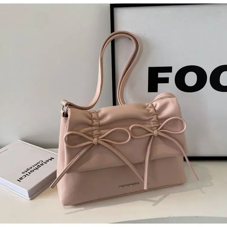 eybag Sweet Cool Pink Shoulder Bags Women Hot Girls Leather Bow Y2k Handbag Female Harajuku Fairy Core Tote Bag Bolso Mujer