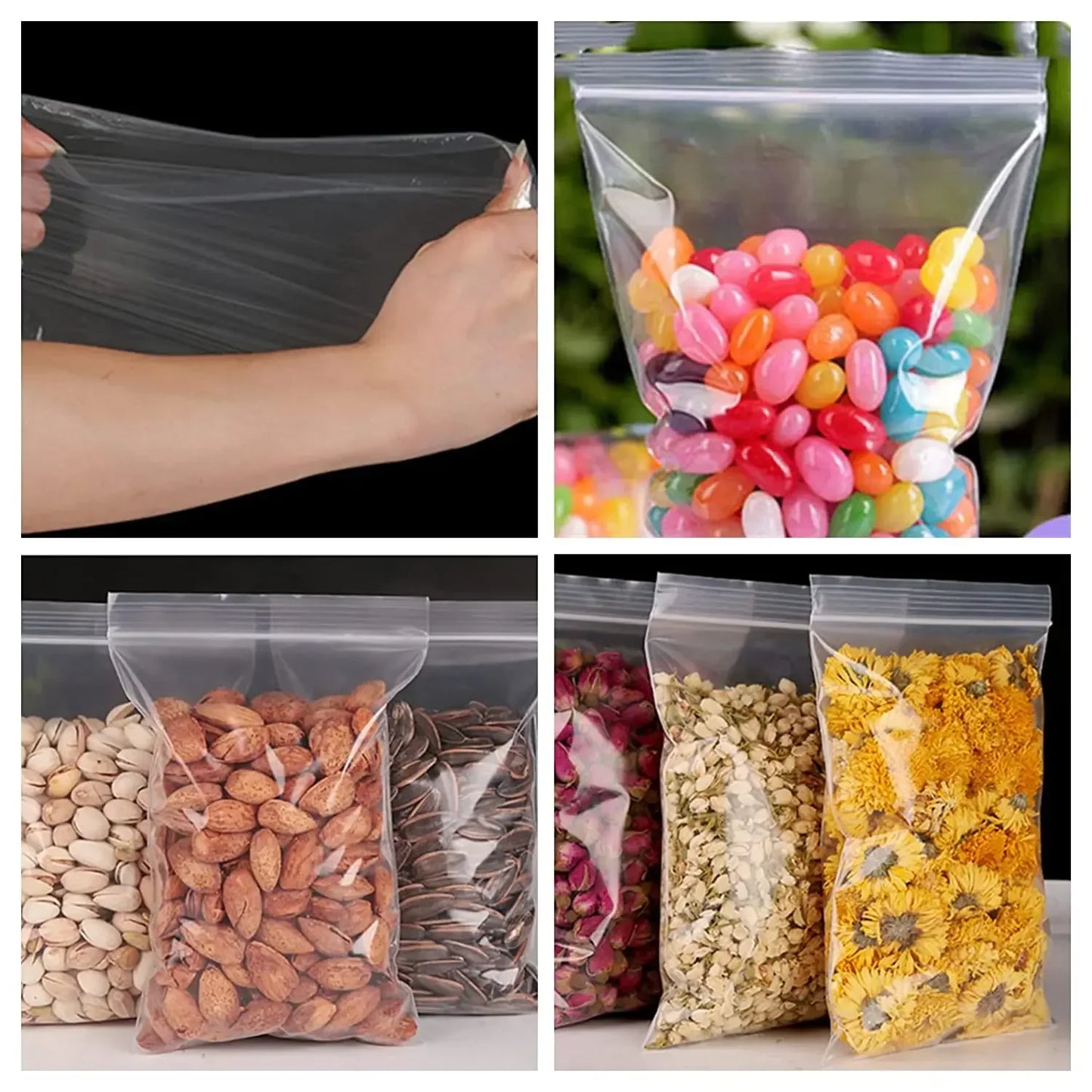 eybag Thickened Zipper Sealing Bags Clear Plastic Storage Bag for Food Candy Jewelry Packing Reclosable Zippers Sealed Pouch