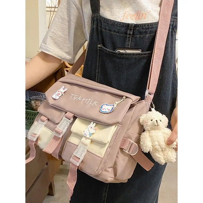 eybag Bag Female New Korean Summer Student Crossbody Bag Large Capacity Japanese Canvas Bag Small Backpack Shoulder Bag