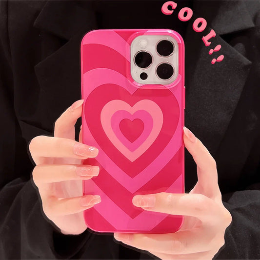 eybag Fashion Cute Love Heart Phone Case for IPhone 15 14 13 12 11 Pro Max Mini X XR XS 7 8 Plus SE Shockproof Glossy Tpu Cover