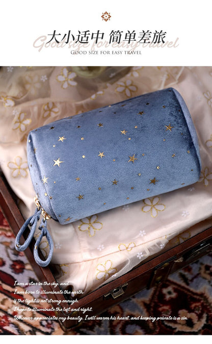 eybag flannel Cosmetic Bag Anytime Portable Velvet Star Clutch Bag Simple Carry-on Change Lipstick Storage Bag