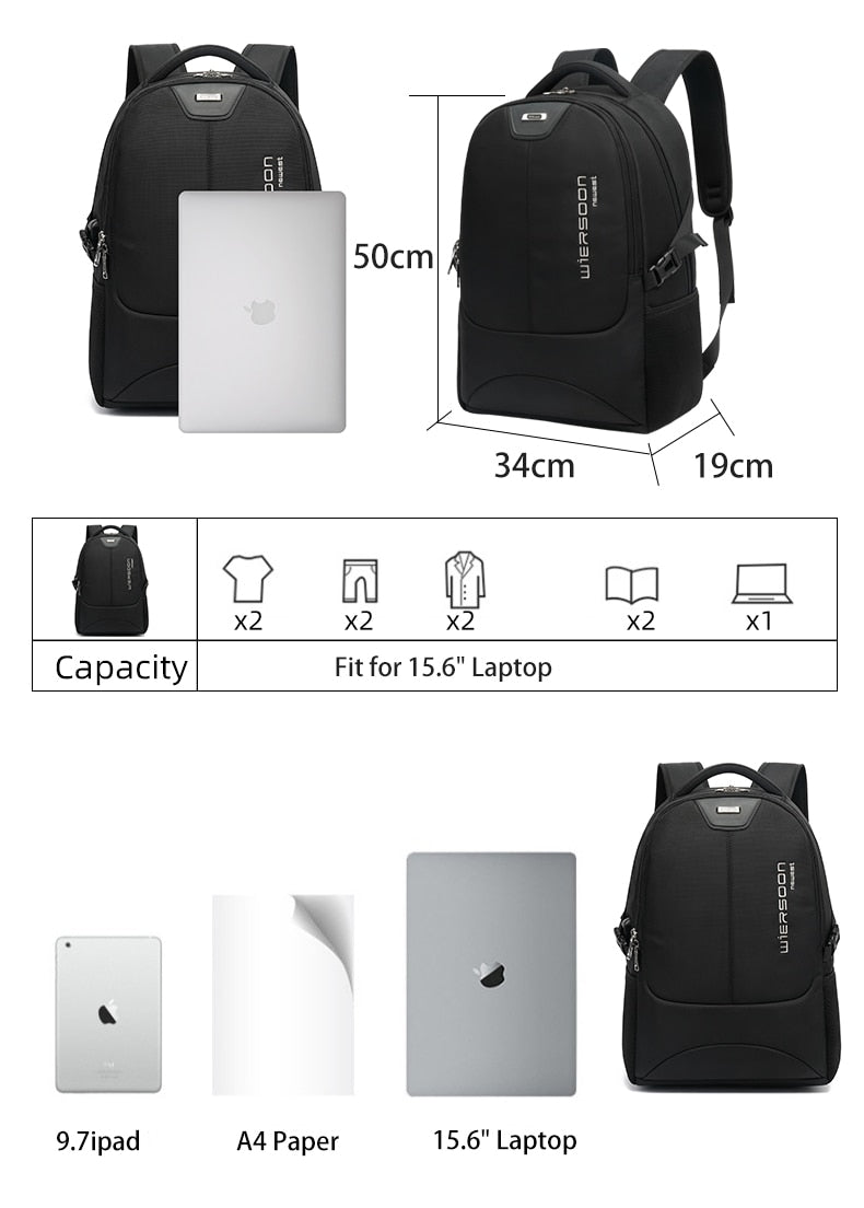 eybag New Fashion Water Resistant Business Backpack For Men Travel Notebook Laptop Backpack Bags USB Charger Male Mochila