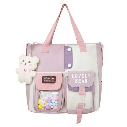 eybag Cute Shoulder Bags For Women Kawaii Girls Schoolbag Multi Pocket Nylon Crossbody Bag Female Large Capacity Messenger Bag