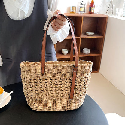 Lkblock Fashion Luxury Weave Tote Bag for Women Trend Female Handbags Design Travel Beach Bags Brand Shopper Straw Shoulder Purses