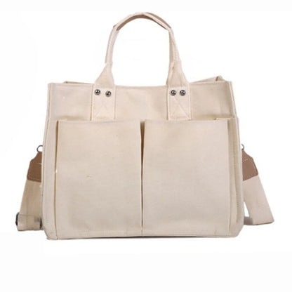 eybag Canvas Simple Totes With Many Pockets Messenger Bags Large Capacity Shoulder Bag Female Big Handbag