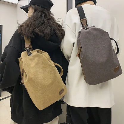 eybag Vintage Style Canvas Backpack Women and Men Unisex Chest Bag Large-capacity Crossbody Bags 3way Shoulder Bag Tote Bucket Bag