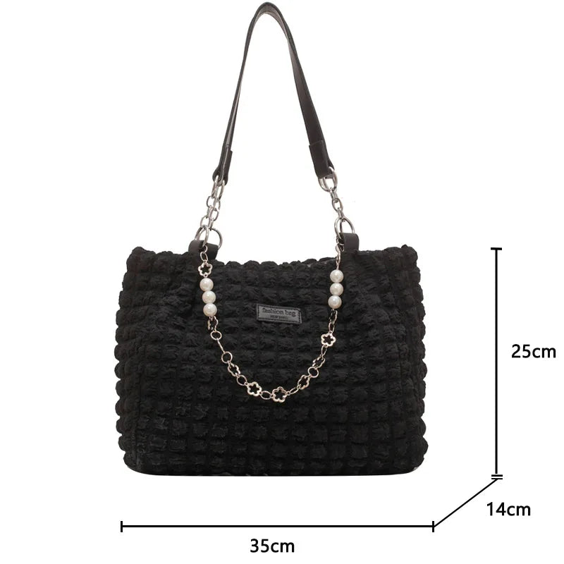 eybag Pleated design cloth bags for women new Casual High capacity tote bag beaded Messenger Shoulder bag ladies big Shopper bag