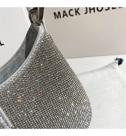 Lkblock Luxury Full Rhinestone Diamond Underarm Bag Women's Handbag Shoulder Messenger Chain Bag Evening Clutch Bag Party Bling Purse