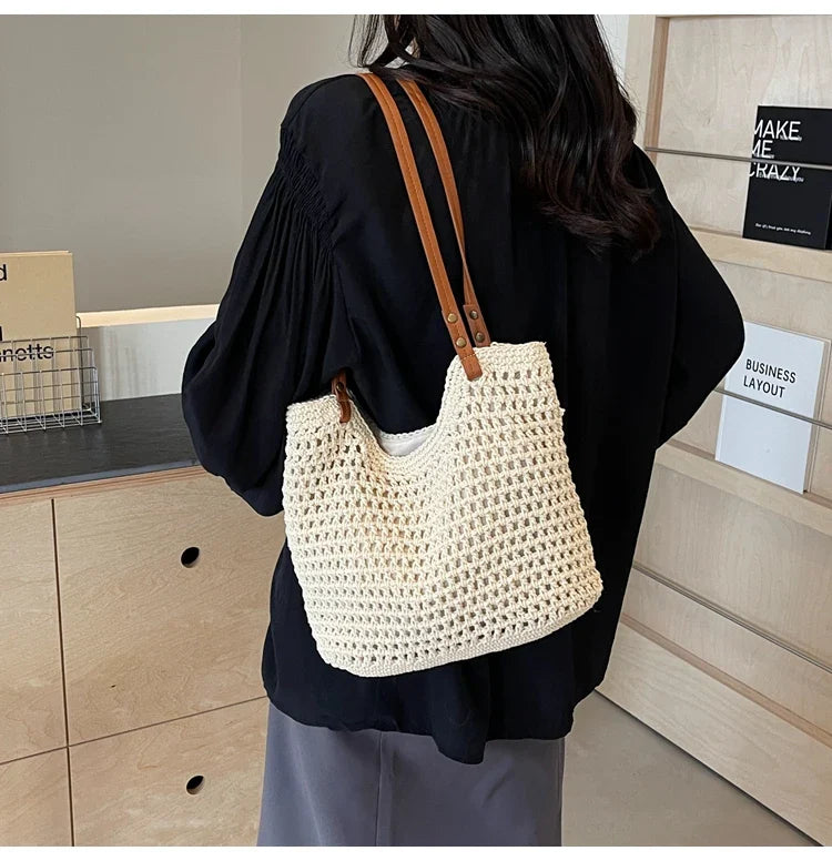 eybag Large Woven Straw Tote Handbags and Purses Shouler Bags for Women New Casual Summer Beach Ladies Messenger Bags High Quality