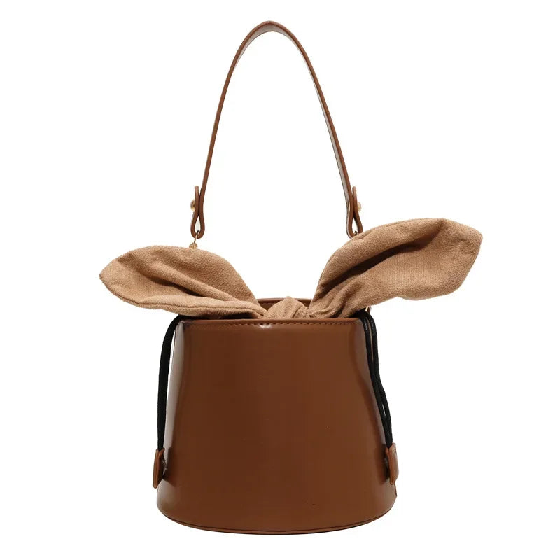 eybag French PU Bucket Bags Single Root Handbag New Trendy Fashion Shoulder Crossbody Bucket Bag Popular This Year