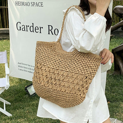 eybag Casual Design Straw Weave Bags Trend Luxury Women Shoulder Bag Fashion Female Beach Handbags Large Capacity Travel Tote Bag Sac