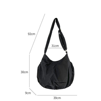 eybag 2024 New Nylon Pleated Shoulder Bag Fashionable Drawstring Design Crossbody Bag High Quality Large Capacity Tote Bag