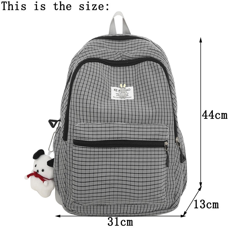 eybag Cute Girls Plaid Backpack Women Large Capacity Simple School Bags for Teens Female Korean Harajuku School Student Bookbag Ladies