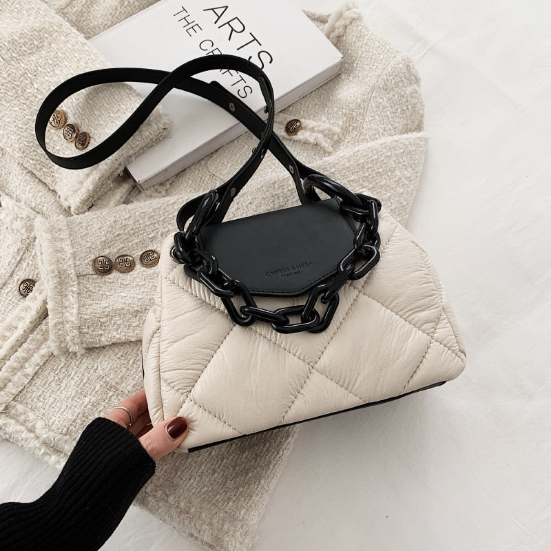 eybag Tote Bag Hit Winter PU Leather Padded Quilted  Women's Designer Handbag Luxury Brand Chain Shoulder Crossbody Bags