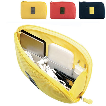 Lkblock Fashion Travel Zipper Cosmetic Bag Women Casual USB Data Cable Headset Earphone Solid Color Large Capacity Organizer Makeup Bags