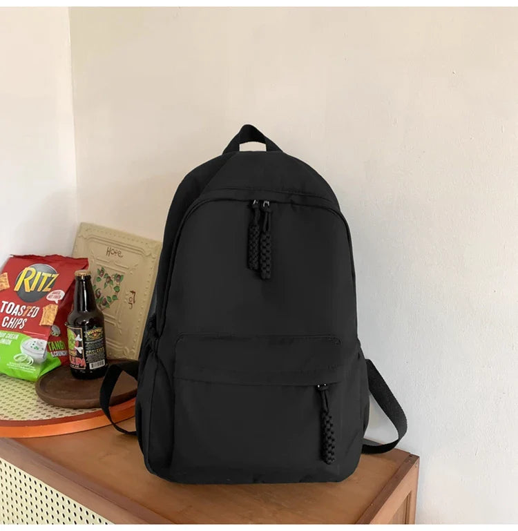 eybag Large Capacity Waterproof Nylon Backpacks Solid Wide Shoulder Strap School Bags Korea Style Cloth Satchels Simple Casual Package