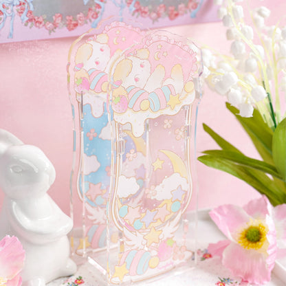 eybag Transparent Pink Rabbit Acrylic Pen Holder Kawaii Multifunctional Desktop Organizer Makeups Storage Box School Stationery Gift