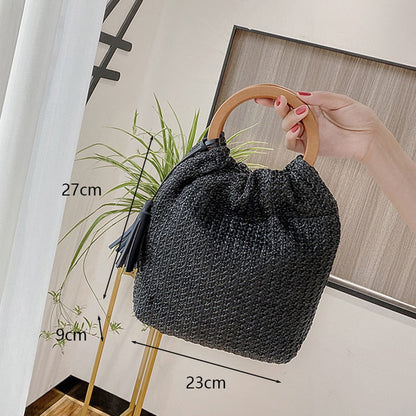 eybag Retro Top Handle Design Crossbody Bag for Women Branded Simple Summer Straw Woven Handbags Female Hollow Basket Shoulder Bags