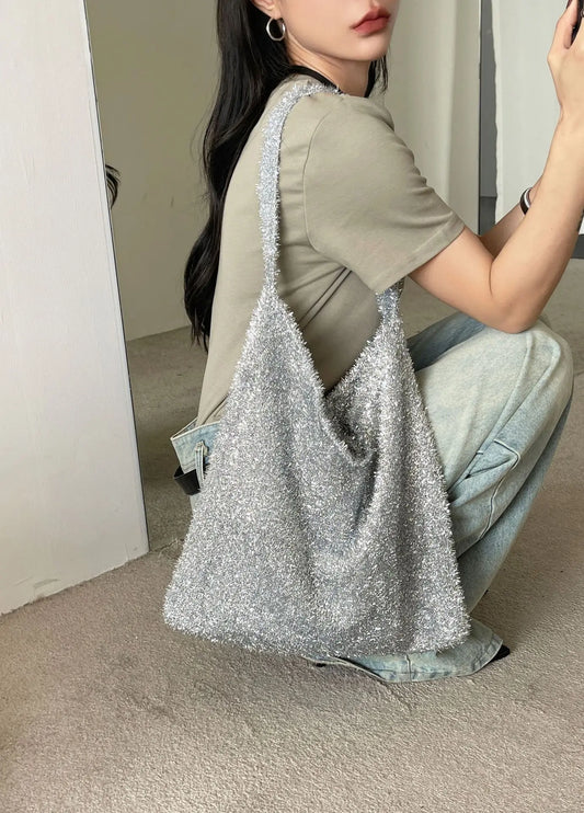 eybag Y2K Silver Big Soft Shoulder Bags for Women Luxury Brand Small Armpit Bag Female Underarm Handbags and Purses