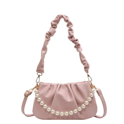 eybag Minimalist Faux Pearl Decor Ruched Bag - Women Shoulder Bags