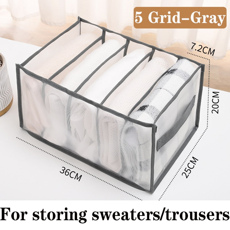 eybag 7 Grid Jeans Storage Boxes Closet Organizer Wardrobe Dividers Drawer Organizers  Foldable Underwear Storage Box