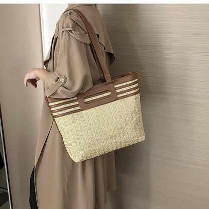 Lkblock Large Capacity Bag 2022 New Bag Women's Bag Summer Popular Woven Straw Bag Shoulder Bag Handbag Beach Resort Style Tote Bag