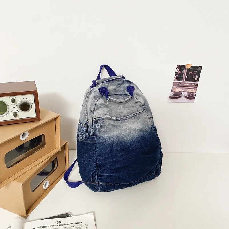 eybag New Trendy Cool Denim Backpack Women College Student Backpack Fashion Female School Bags For Teen Girls Boys Travel Student Bags