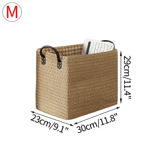 eybag Woven Storage Baskets Box Foldable Storage Box with Handle Toy Snack Sundries Organizer Handmade Organizer Basket Drawer