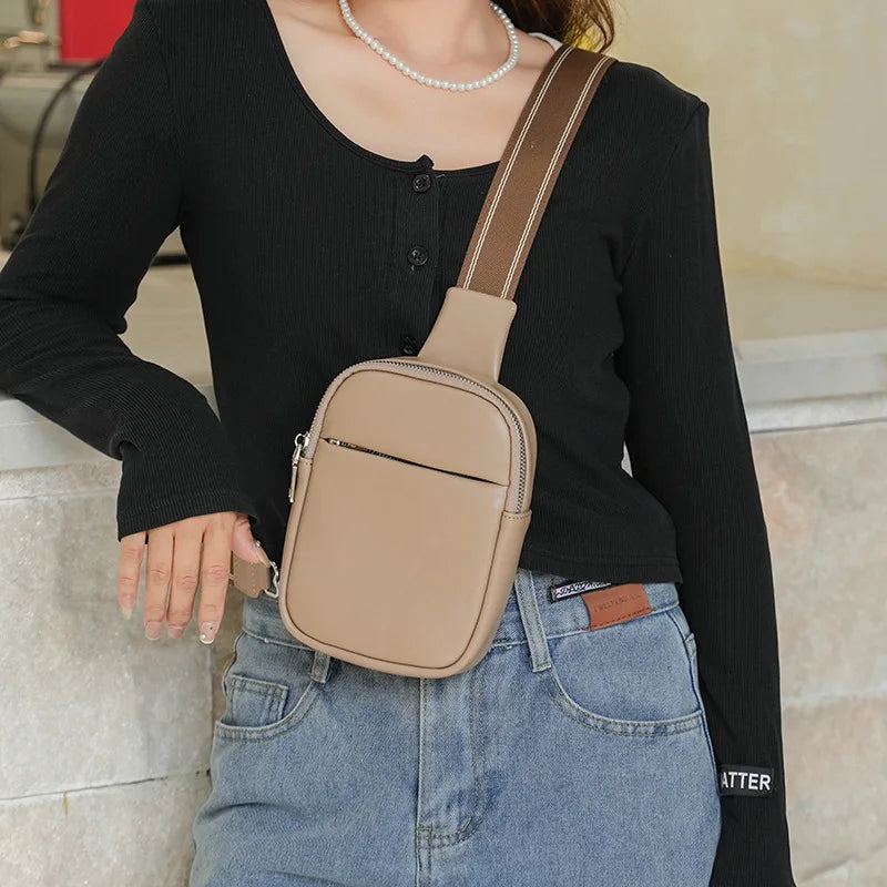 Lkblock Fashion Chest Bags Unisex PU Leather Shoulder Bag Women Fanny Packs Small Men Purse Bags