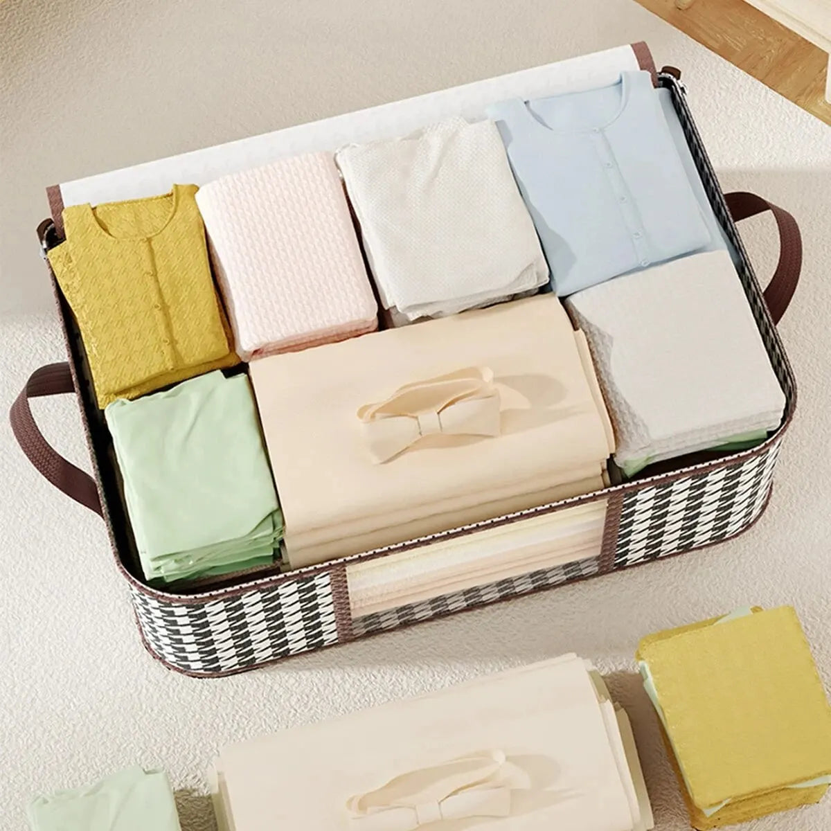 eybag Visible Large Capacity Storage Box Portable Household Clothes Organizer With Handles Foldable Dustproof Quilt Zipper Container