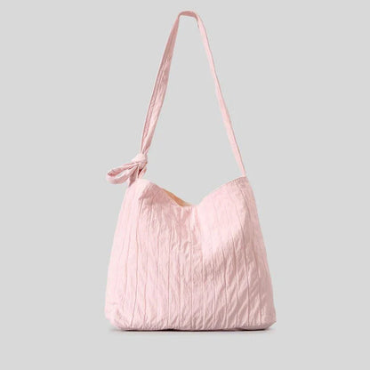 eybag Candy Color Ruched Canvas Tote Bag Knotted Women Shoulder Bags Casual Large Capacity Bag Simple Big Shopper Purses 2024