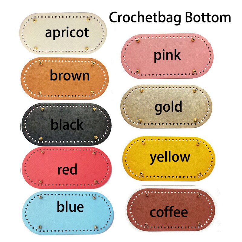 eybag 30*10cm Handmade Oval Bottom for Knitted Bag PU Leather Wear-Resistant Accessories Bottom with Holes Diy Crochet Bag Bottom