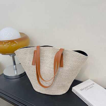 eybag Casual Handmade Straw Handbags Fashion Woven Women Shoulder Bags Summer Holiday Beach Large Capacity Totes Ladies Top-handle Bag