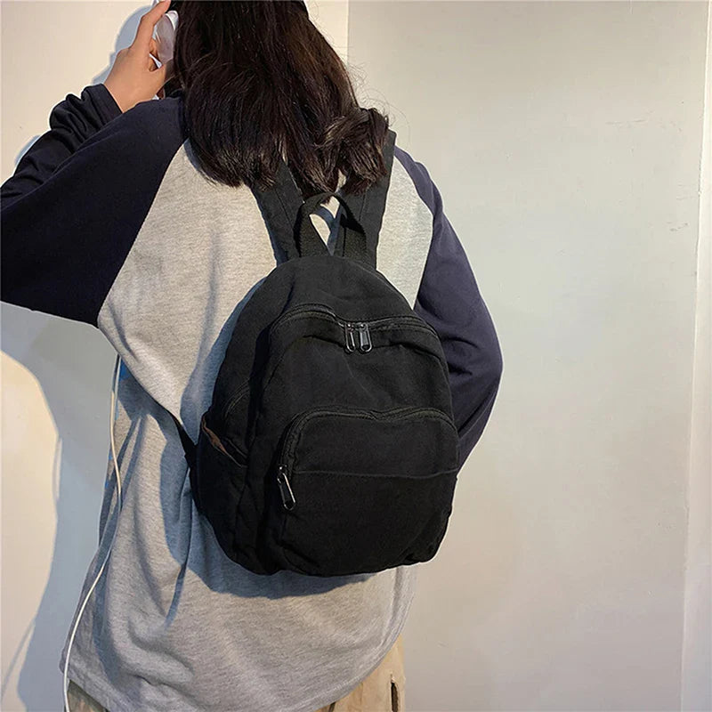 eybag Canvas Women Small Backpack Vintage Feminina School Mini Backpack Women  Bagpack Female Solid Girl Backpack