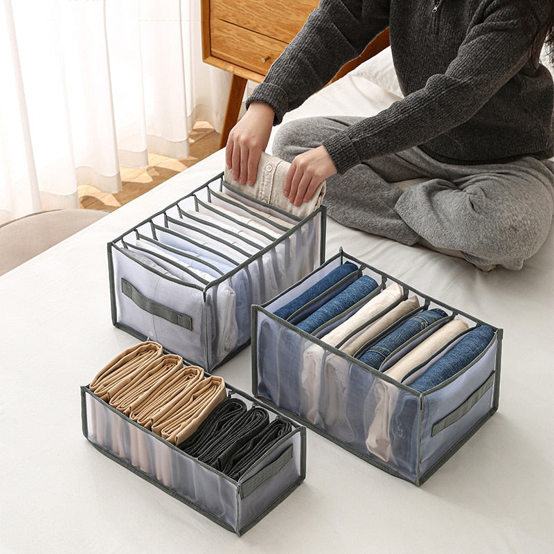 eybag Jeans Sweater Storage Box Foldable Closet Organizer Drawer Divider Organizer For Pants Clothes Underwear Socks Organizer Boxes